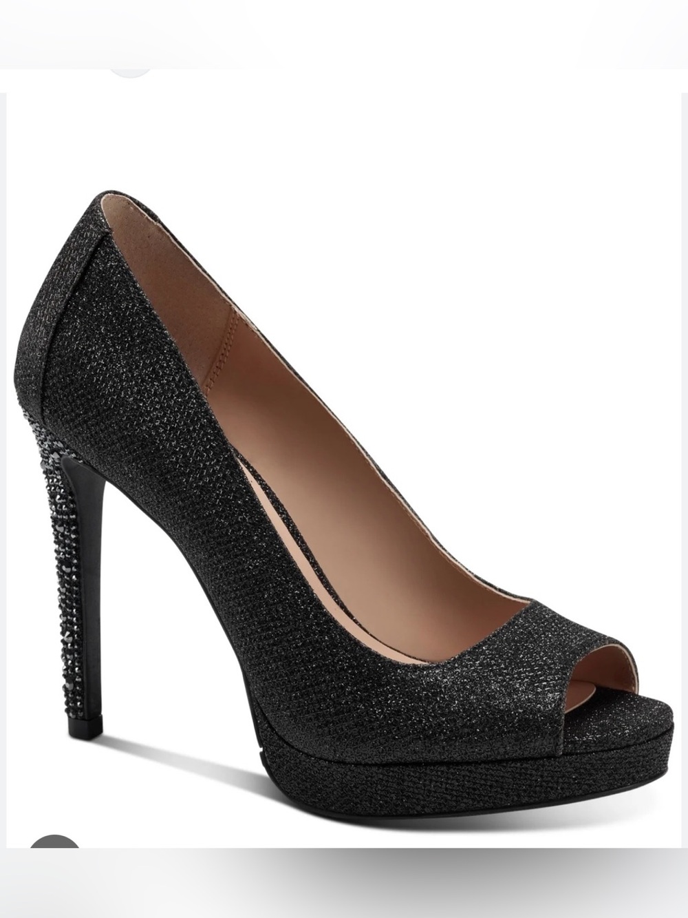 NWT THALIA SODI BLACK SPARKLE OOEN TOE HEELS 6 M